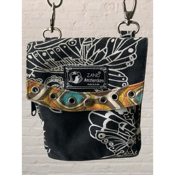 ZAND Amsterdam Crossbody Bag Handmade Canvas Butterfly Print Boho Festival Trave - Picture 3 of 14